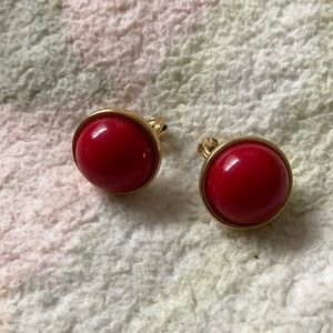 Vintage clips on earrings gold and red